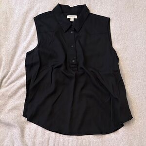 Calvin Klein Black Sleeveless Button-Down Shirt